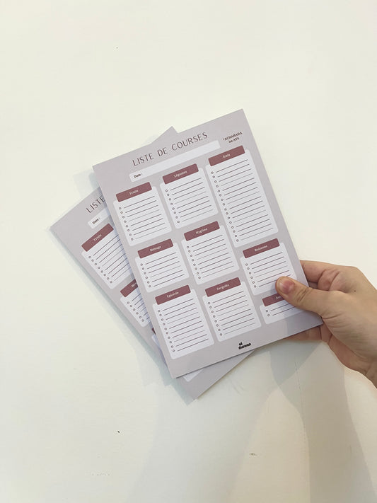 Liste de courses minimaliste - 25 feuilles détachables
